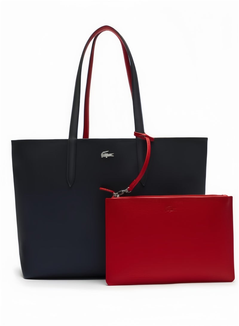 Lacoste Women's Double sided Two tone Large Capacity Handbag, Fashionable Multi functional, Black/Red - Image 1